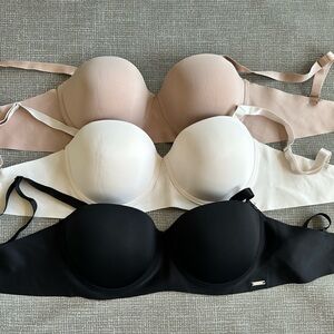 Nautica 3 pack Strapless Convertible Bra wide straps smoothing 38D underwire